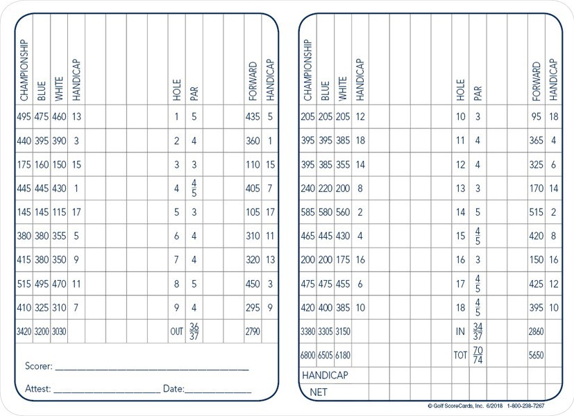Bel-Air Country Club scorecard