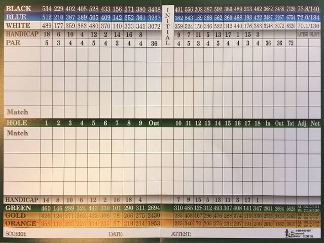 Westchester Golf Course scorecard