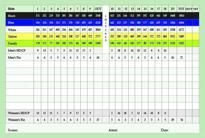 Woodley Lakes Golf Course scorecard